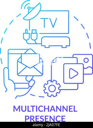 Multichannel presence blue gradient concept icon Stock Vector