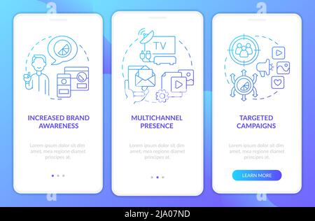 Digital transformation pros blue gradient onboarding mobile app screen Stock Vector