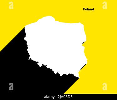 Poland Map on retro poster with long shadow. Vintage sign easy to edit, manipulate, resize or colorize. Stock Vector