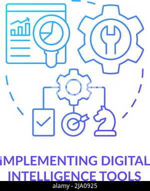 Implementing digital intelligence tools blue gradient concept icon Stock Vector