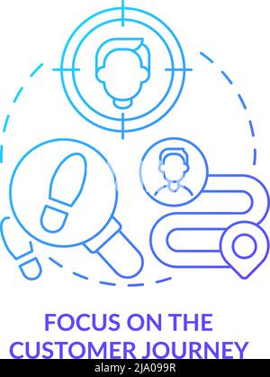 Focus on the customer journey blue gradient concept icon Stock Vector