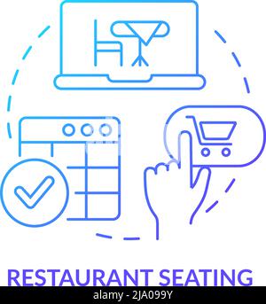 Restaurant seating blue gradient concept icon Stock Vector