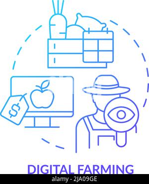 Digital farming blue gradient concept icon Stock Vector