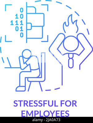 Stressful for employees blue gradient concept icon Stock Vector