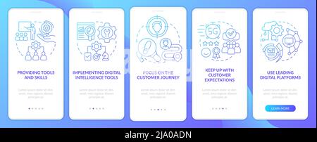 Digital first strategy blue gradient onboarding mobile app screen Stock Vector