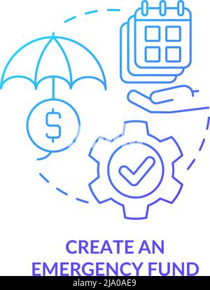 Create emergency fund blue gradient concept icon Stock Vector