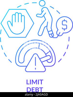 Limit debt blue gradient concept icon Stock Vector