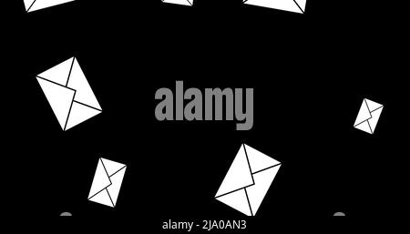 Image of emails floating over heart shaped globe on black background Stock Photo