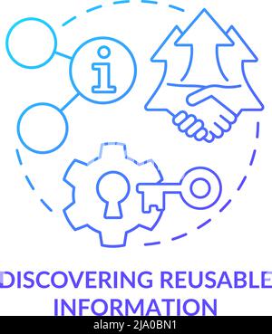 Discovering reusable information blue gradient concept icon Stock Vector