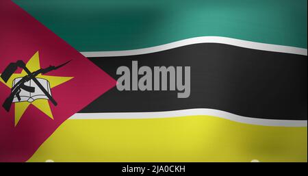 Image of waving flag of mozambique Stock Photo