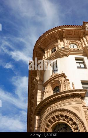 A colonial-style architecture building in the old cask of Montevideo, Uruguay. Stock Photo