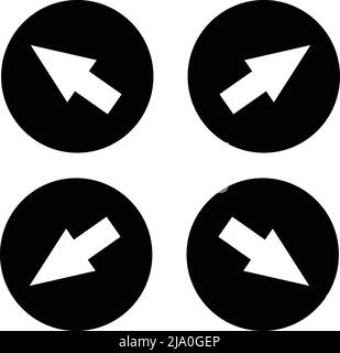 Round arrow icon set in the diagonal four direction. Editable vector. Stock Vector