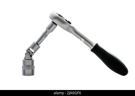 Image of a ratchet wrench for socket heads on a white background Stock Photo