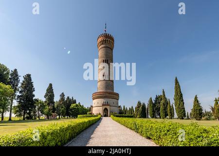 Exterior of Tower of San Martino della Battaglia in Italy Stock Photo