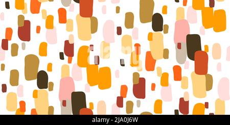 Modern abstract pattern. Hand-drawn seamless doodle background with randomly arranged texture in summer positive colors. Abstract vector design for fa Stock Vector