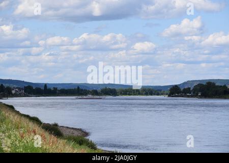 Rhine with the ferry Bad Breisig - Bad Hönningen Stock Photo