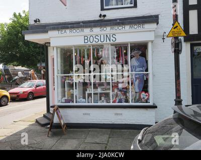 Queenborough, Kent, UK. 26th Apr, 2022. A shopfront in Queenborough decorated for the Queen's Platinum Jubilee Weekend. Credit: James Bell/Alamy Live News Stock Photo