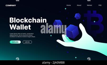 Blockchain Wallet. Isometric Landing Page. Vector illustration Stock Vector