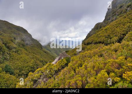 The magnificent inland of the island of Madeira, Portugal, clouds Stock Photo