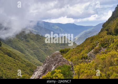 The magnificent inland of the island of Madeira, Portugal, clouds Stock Photo