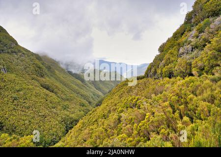 The magnificent inland of the island of Madeira, Portugal, clouds Stock Photo