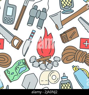 Hiking vector seamless pattern Stock Vector