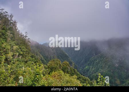 The magnificent inland of the island of Madeira, Portugal, clouds Stock Photo