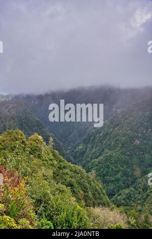 The magnificent inland of the island of Madeira, Portugal, clouds Stock Photo