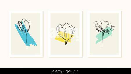 Wall art set of minimalistic printable prints. Wall art for bedroom, living room and office decor. Hand drawn vector design elements. Stock Vector