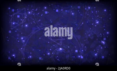 Futuristic Sci-Fi of HUD element. Abstract hi-tech background. Gear of head-up display interface. Virtual reality technology innovation screen. Glowin Stock Vector