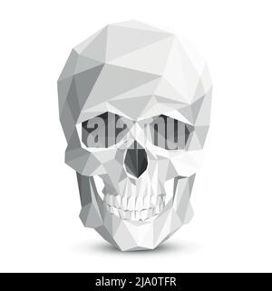 Polygonal vector illustration of a human skull front, side, and back ...