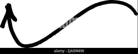 Brushstroke Arrow smooth up. Hand drawn pointer. Stock Vector