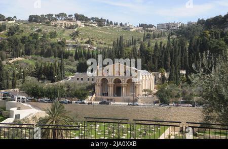View Looking Across to the Garden of Gethsemane, Jerusalem, Israel Stock Photo