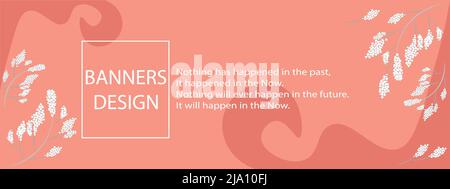 Illustration banner peach background. For the design of any flyers, cosmetics, meditation, business, medicine, clothing, music, art, etc. Stock Vector