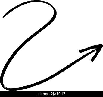 Brushstroke Arrow smooth up. Hand drawn pointer. Stock Vector