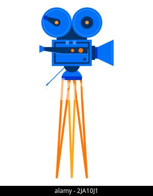 Professional camera on a tripod - flat design style single isolated object Stock Vector
