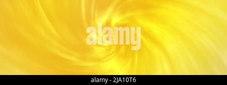Bright yellow spiral vortex soft blurred abstract gradient background banner, header texture. Wide screen wallpaper. Panoramic web banner with copy sp Stock Photo