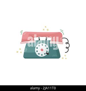 Vector illustration of a retro phone with a disk. Stock Vector