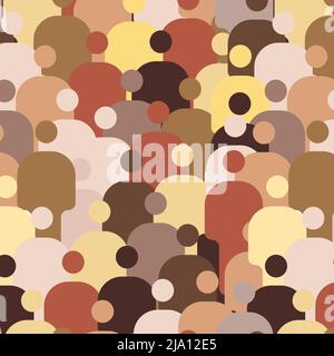 Diversity people seamless pattern - multicultural multinational multiethnic crowd of people with warious skin color seamless pattern texture made from Stock Vector