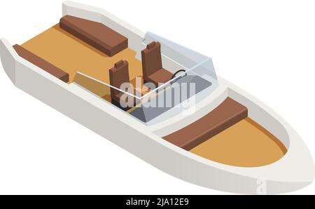 Yachting isometric composition with isolated image of cutter boat on blank background vector illustration Stock Vector