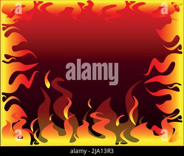 Flaming frame illustration. For any decoration, for any advertising design, games, cosmetics, perfumes, wallpapers, bed linen. Stock Vector