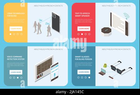 https://l450v.alamy.com/450v/2ja145c/technology-for-disabled-people-isometric-set-of-four-horizontal-banners-with-editable-text-and-page-buttons-vector-illustration-2ja145c.jpg