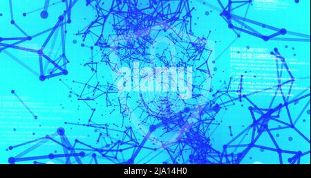 Image of digital shield with padlock over blue background with connections Stock Photo