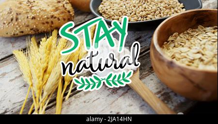 Image of stay natural text over green background. global conservation ...