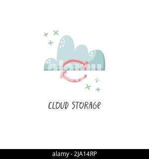 Vector internet illustration. Cloud storage. Data storage. Stock Vector