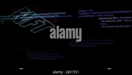 Image of nft over data processing and black background Stock Photo