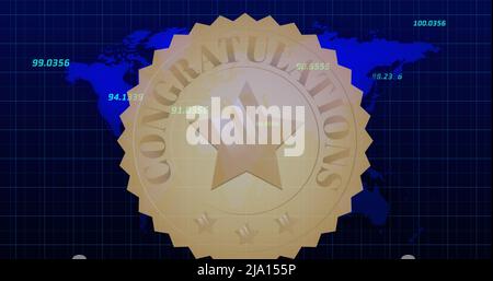 Image of data processing over congratulations text Stock Photo - Alamy
