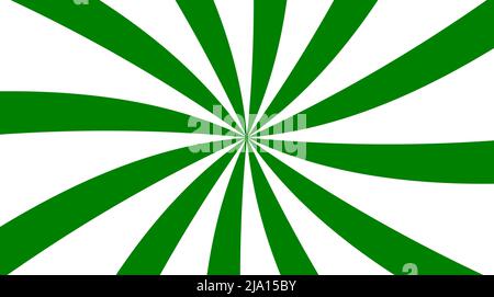 Twisted green Vector Background on white, psychedelic spiral with radial rays, twirl, twisted comic effect, Hypnotic spiral Stock Vector