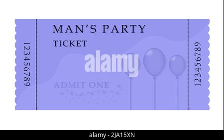 Template of a man's party ticket, illustration in blue shades Stock Vector