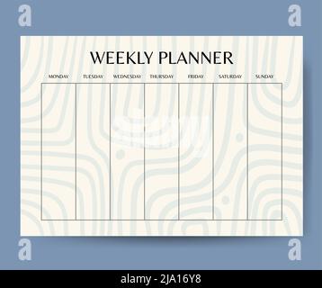 Weekly planner template for companies and private use Stock Vector